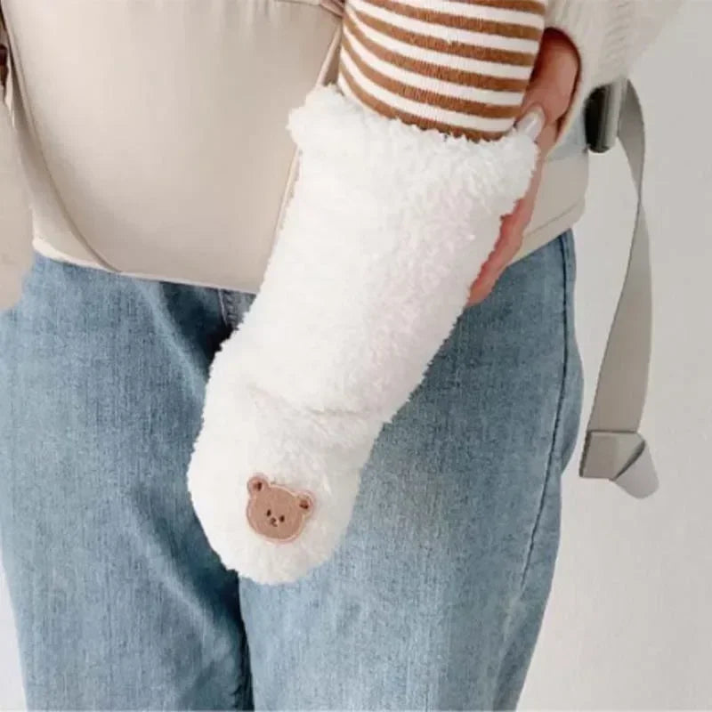 Winter Baby Socks Cute Cartoon Non-slip Floor Sock Warm Thicken Fleece Newborn Midtube Socks For Bys Girls Outdoor Leg Warmers