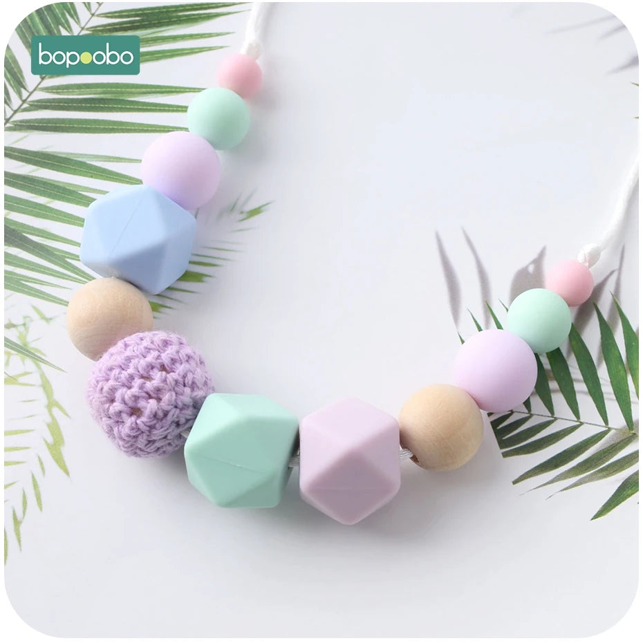 Bopoobo 1pc Baby Teething Silicone Necklace Food Grade Silicone Beads Hexagon Baby Toys Silicone Perle BPA Free Baby Teether