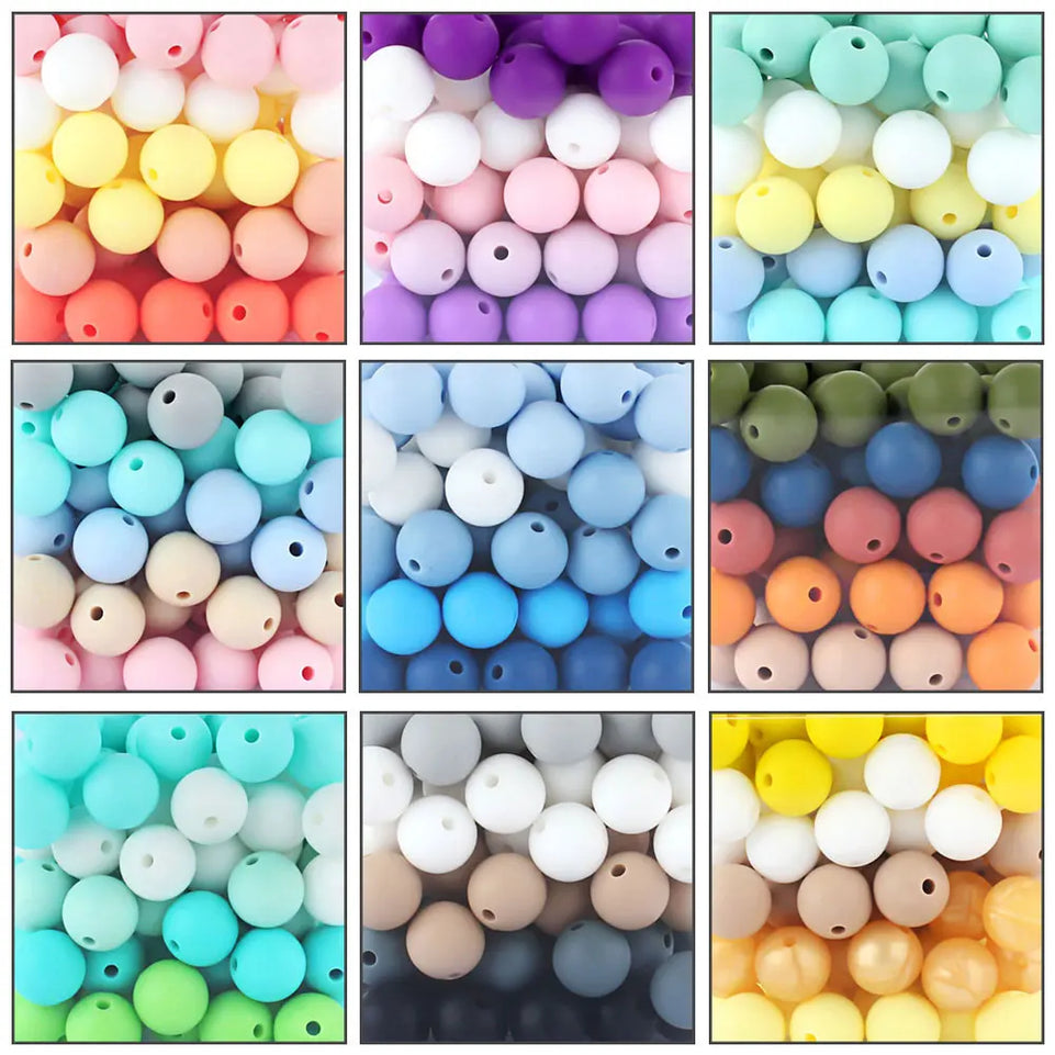 20pcs 9mm Silicone Round Beads Pearl Ball Food Grade DIY Pacifier Chain Bracelet Baby Chewable Molar Teething Teether Mini Bead