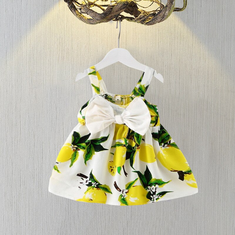New Summer Baby Girl Dress Big Bow Infant Baby Girl Clothes Cute Print Sleeveless Newborn Infant Princess Dresses for Baby Girls